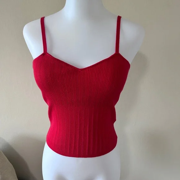Alice + Olivia Windsor Deep V Slouchy Cable Knit Cardigan in Bright Poppy (red)